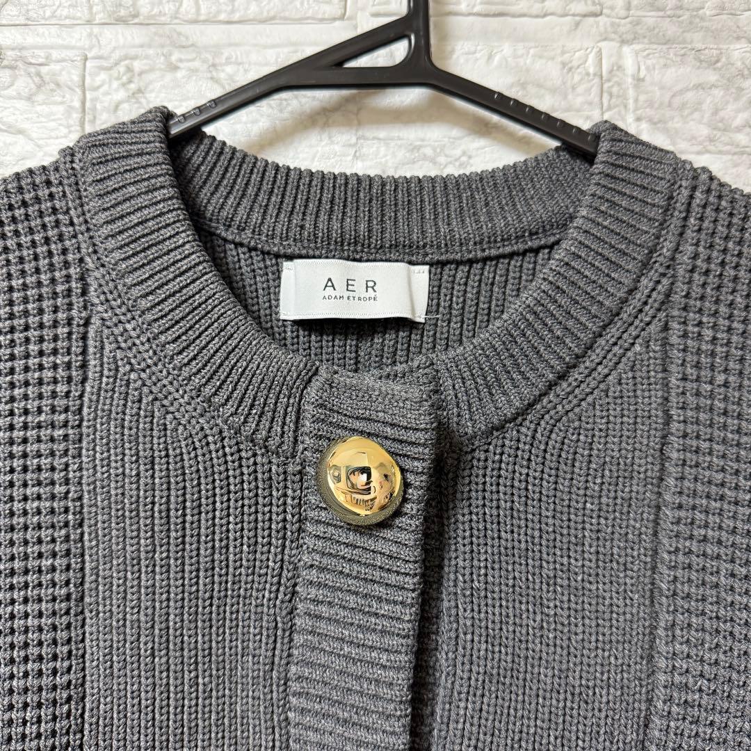 【美品】ADAM ET ROPÉ BIGボタンニットカーディガンF グレー