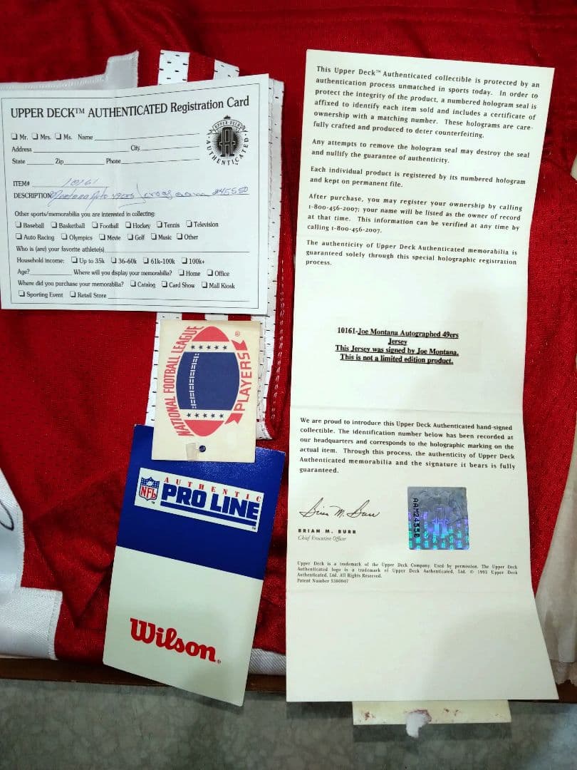 ジョー・モンタナ 直筆サイン入りユニフォーム 16番