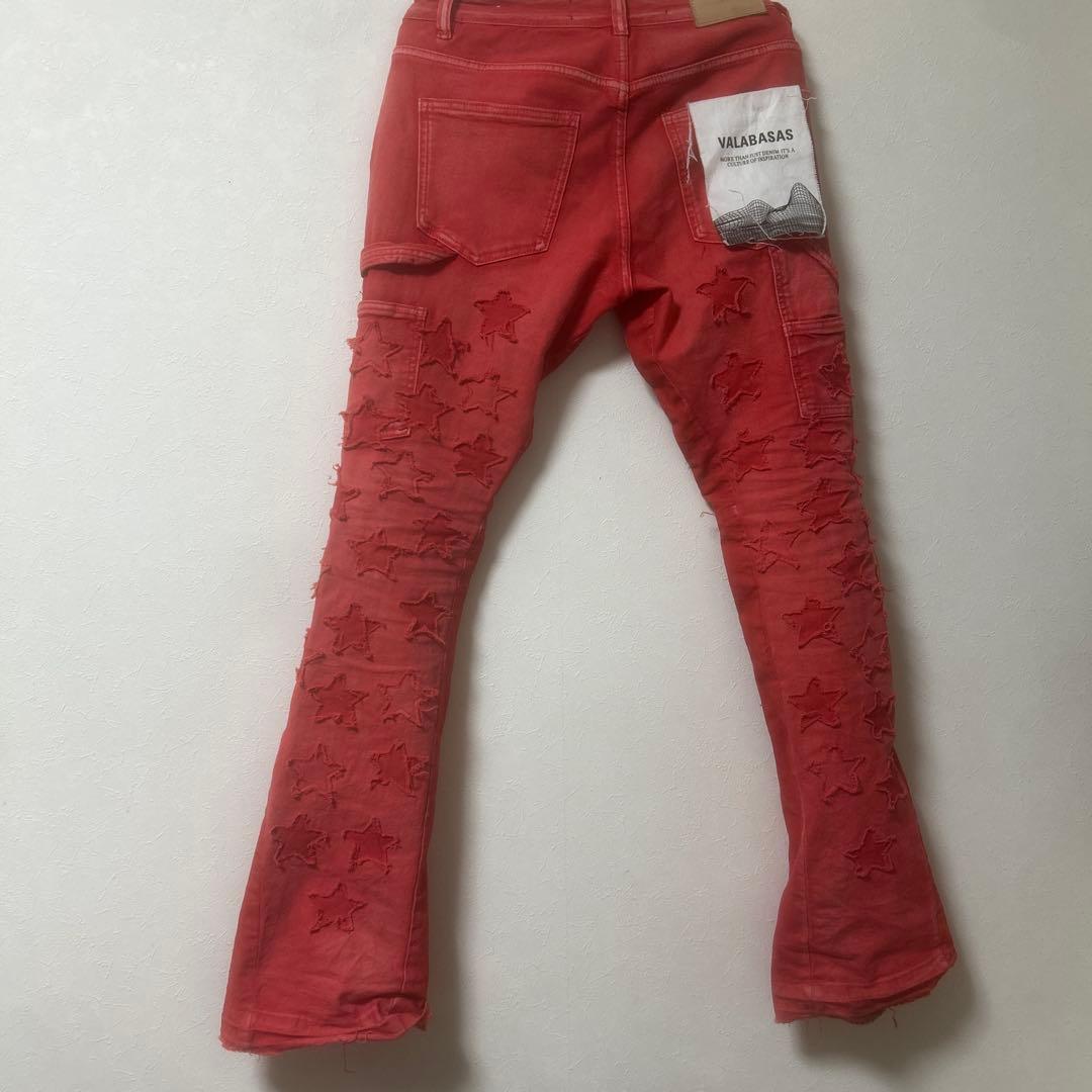 VALABASAS レッド スリムフィット デニム