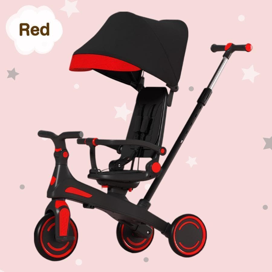 多機能 三輪車 手押し棒付き 折りたたみ 1歳～5歳 安全ベルト付き2645