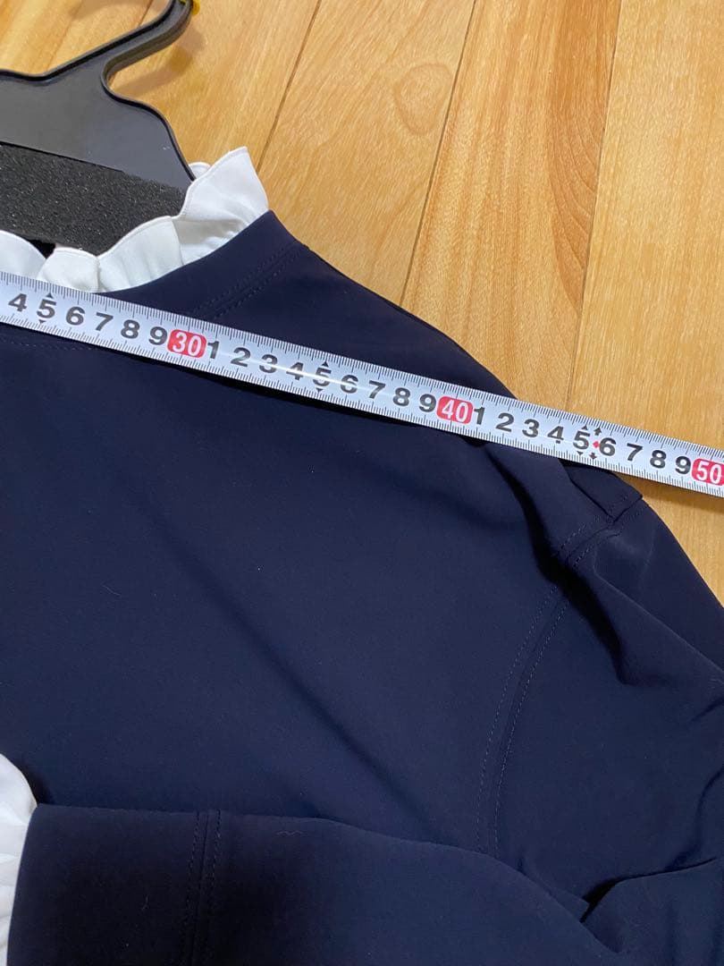 mプルミエ　未使用タグ付きネイビー フリル付き長袖トップス