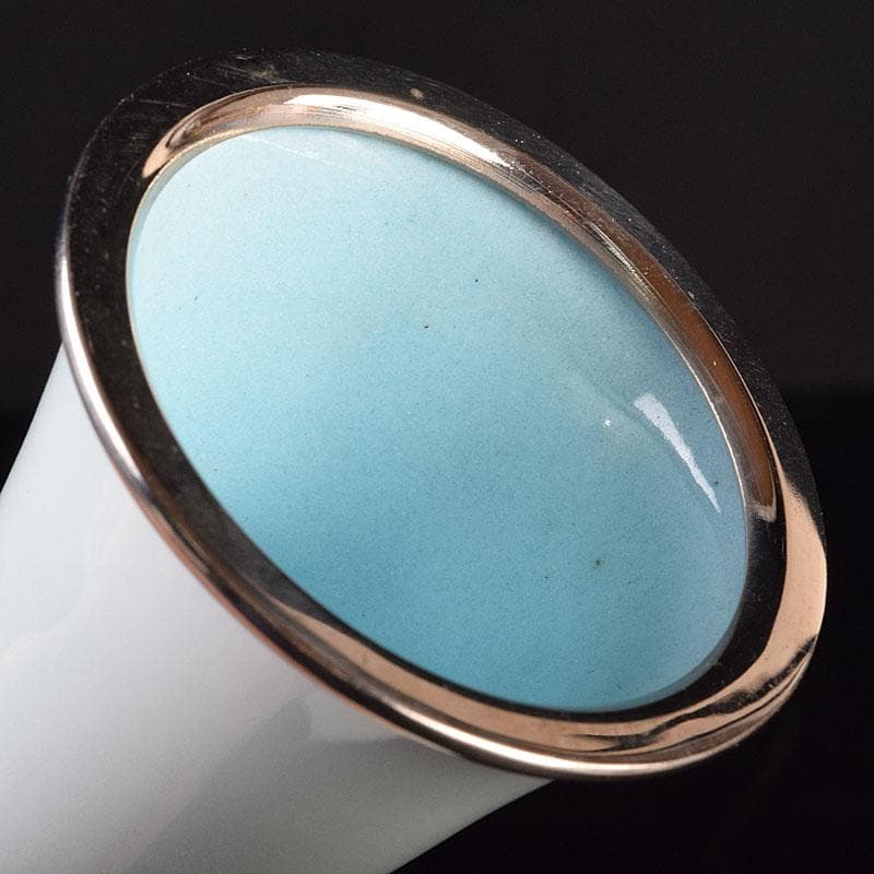 Gojyo　七宝焼　安藤七宝店造　青玉釉唐草文花瓶　共箱　D　R9181H