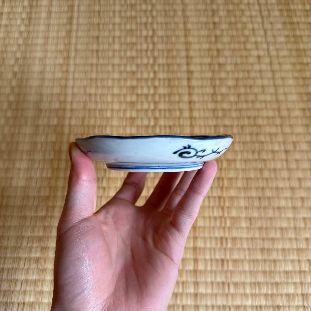 古伊万里 染付 捻り文 小皿 江戸時代 古染付 古波佐見 古美術 骨董 民藝