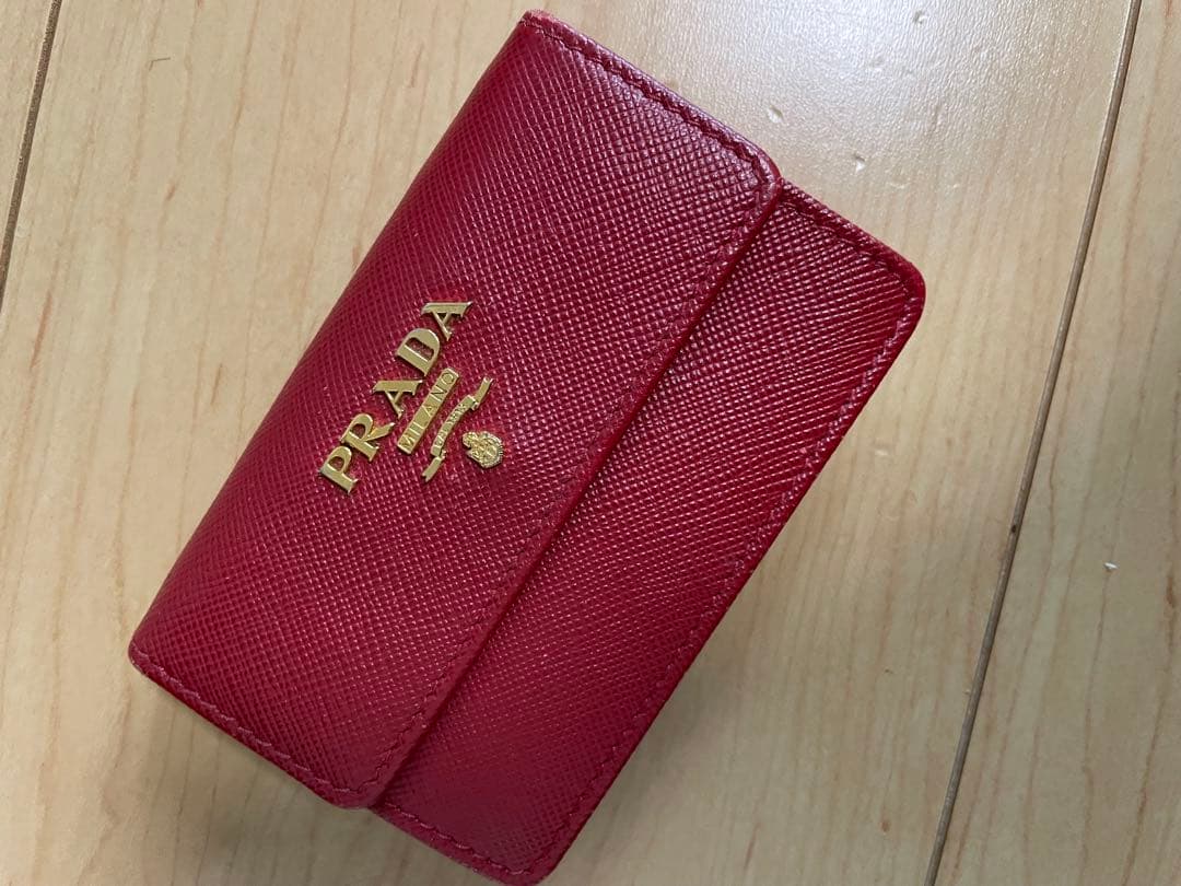 PRADA レザー 名刺入れ レッド