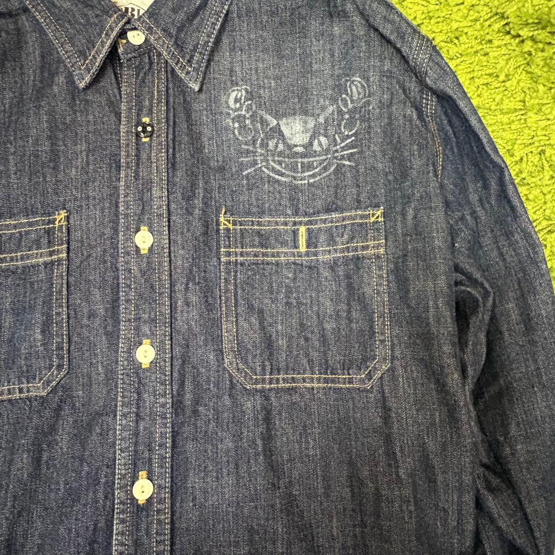 となりのトトロ　デニムシャツ ネコバスステンシル　M