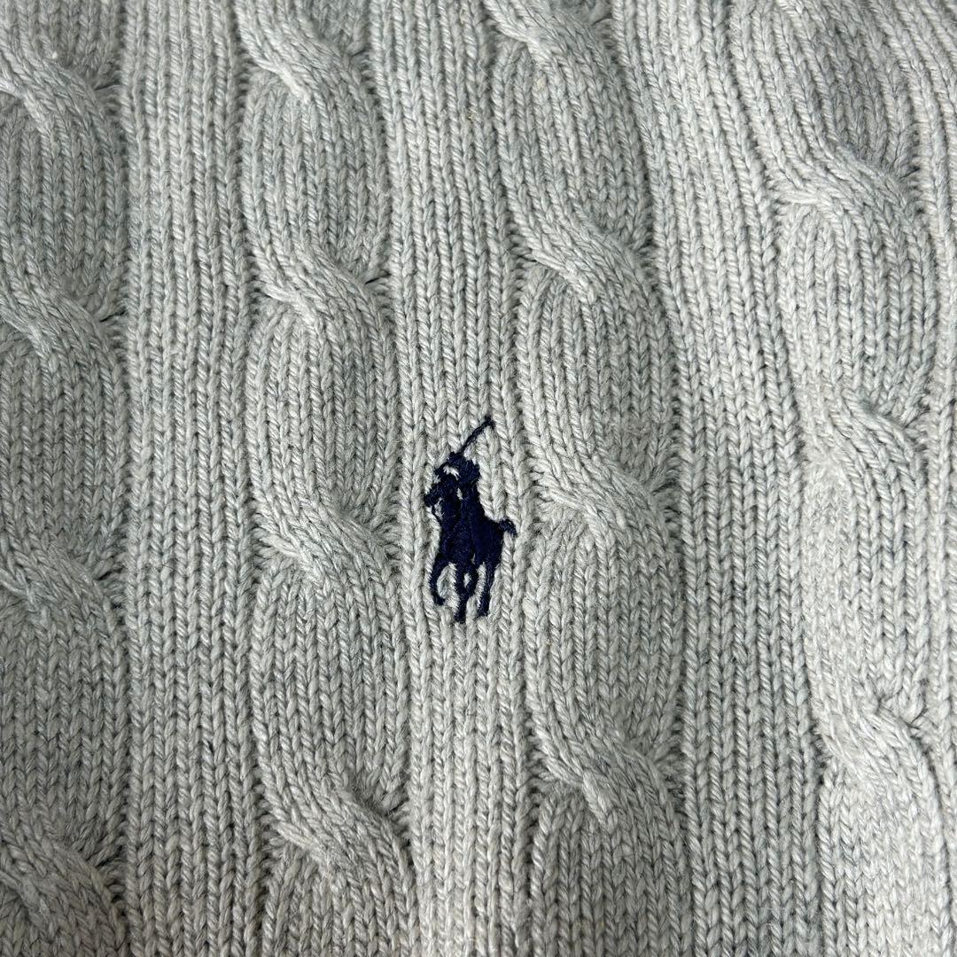 希少XL 90s ポロラルフローレン ポニー刺繍 ケーブルニット シルクゆったり