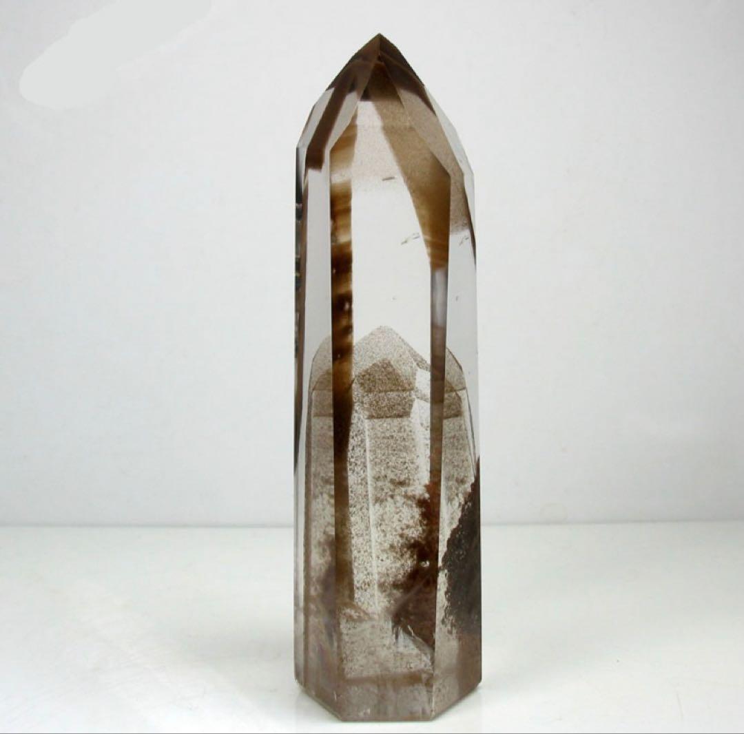 プラチナルチル入り☆ブラウン ファントム水晶ポイント　オールドストック