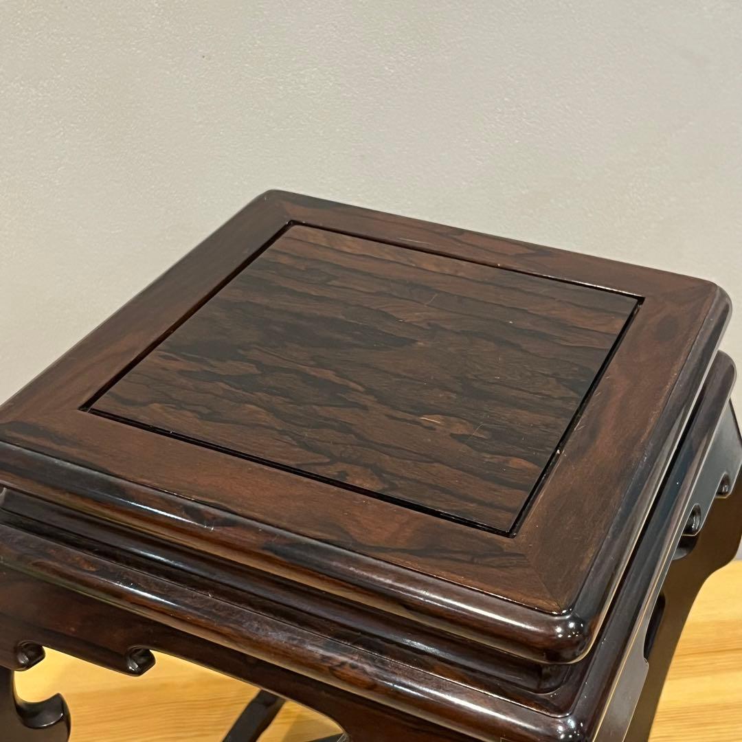 唐木花台　中卓　鉄刀木？黒檀？紫檀？約27x27x37cm 天然　タガヤ　無垢