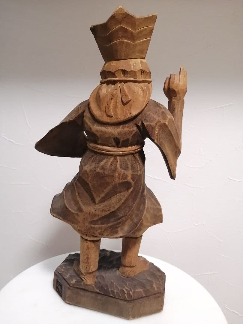 李朝 朝鮮 木彫 彫刻 翁 木像 37cm