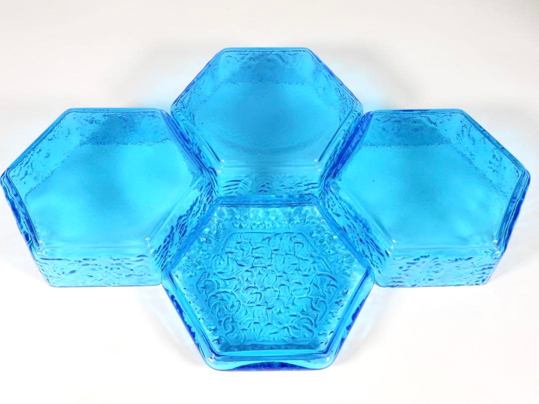 『江戸吹硝子　六角縁高』『清昌堂やました謹製』三段重箱 茶道具