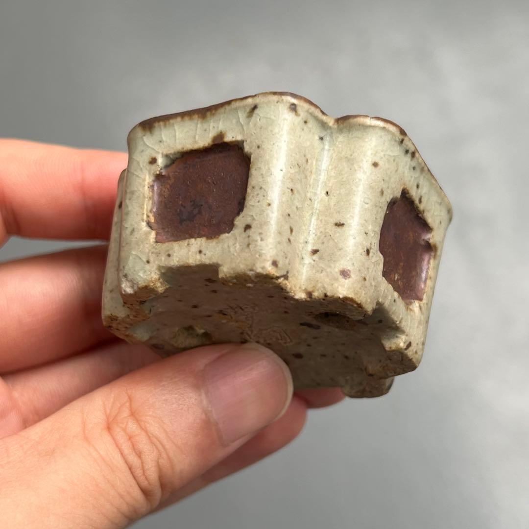 760.夢陶 隅角額入四方 豆鉢 植木鉢 盆栽鉢 5.4*5.2*3cm