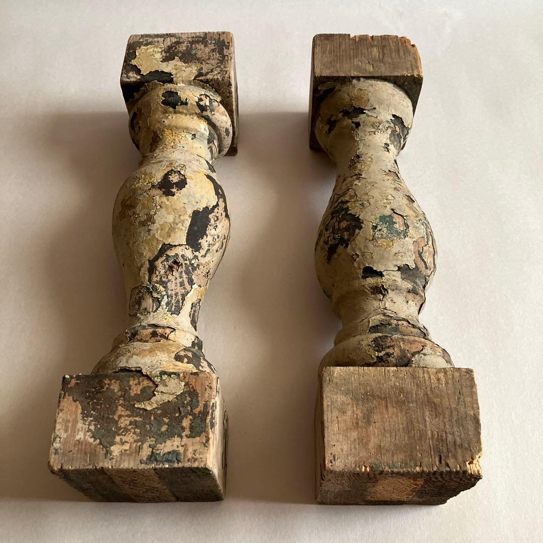 フランス アンティーク 木製ピラー シャビーシック ディスプレイ