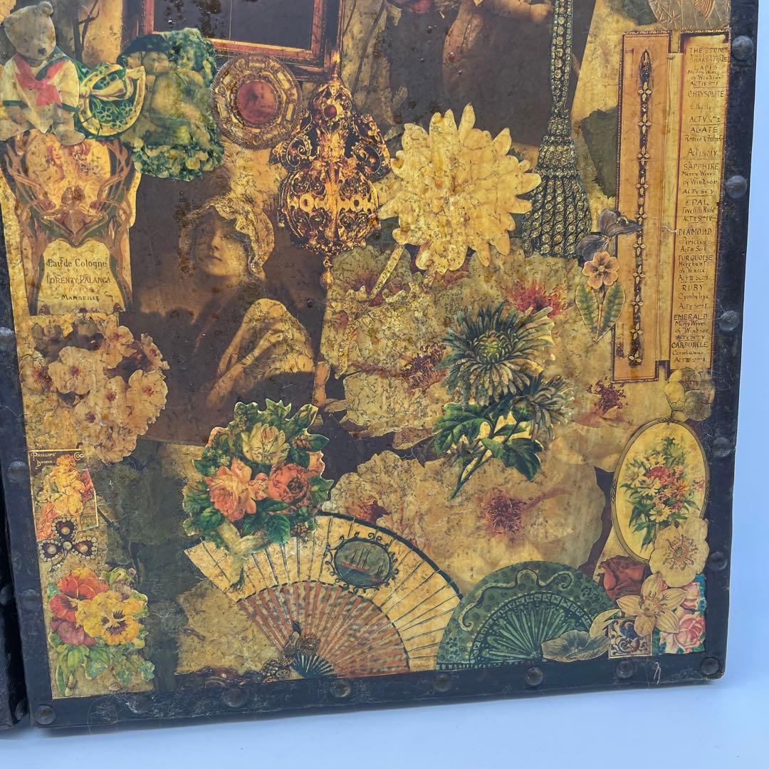 海外製　ヴィンテージ　アンティーク　デコパージュパネル　スクラップスクリーン