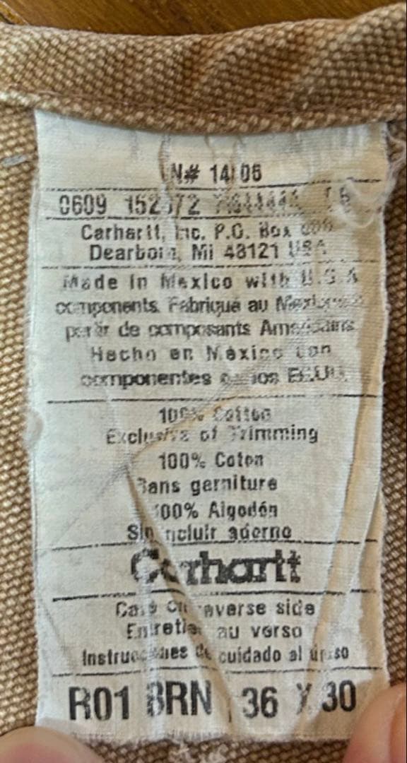 90's Carhartt ダブルニーオーバーオール W36 L30