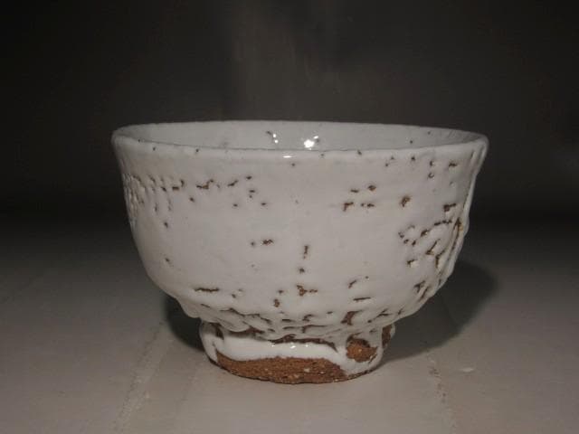 人間国宝　十一代三輪休雪　白萩茶碗　「笠雪」即中斎花押の逸品 s406