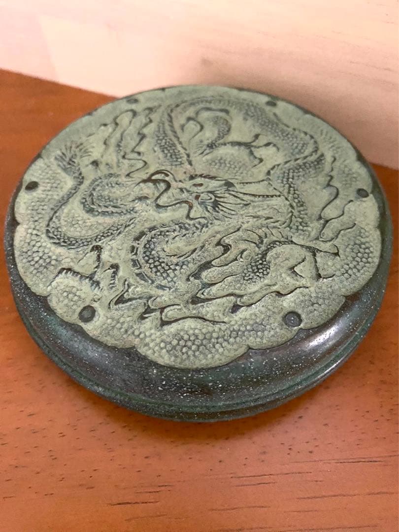 中国古玩 龍文浮彫 朱肉入 清代 唐物 希少品