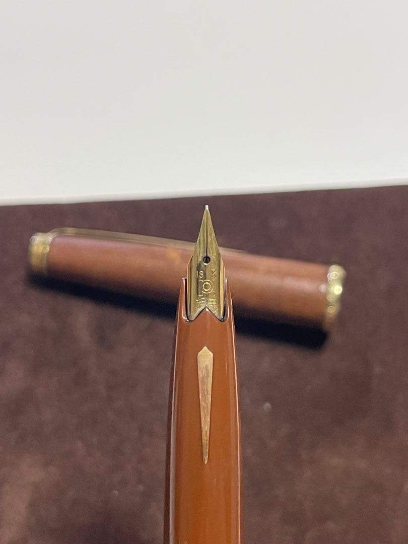 PLATINUM プラチナ 万年筆 18K ペン先 ブラウン レザー調