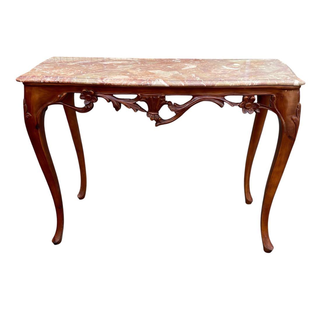 イタリア製　アンティーク調 大理石 サイドテーブル 猫脚　コンソールテーブル