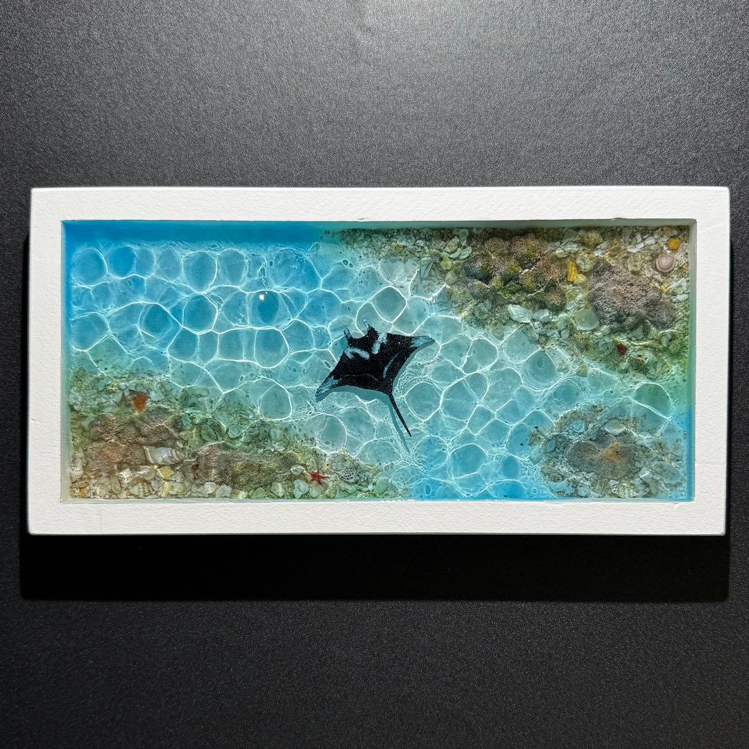 (壁掛け)レジンアート オーシャンアート マンタ 海 アート 波紋