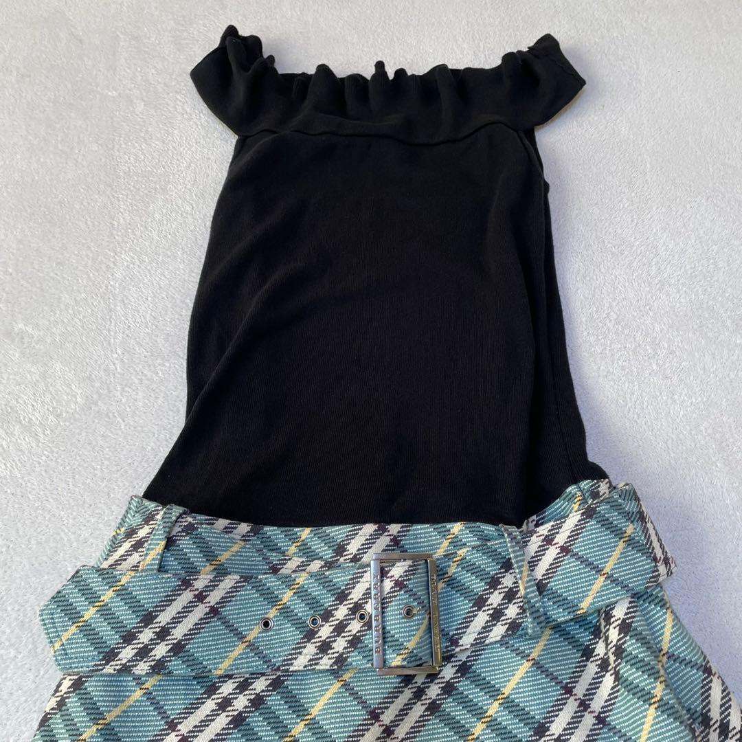 バーバリーブルーレーベル　ノースリーブ　ワンピース　ノバチェック　ニット　38