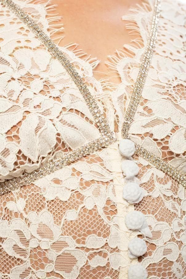 m*様 セルフポートレイト ワンピース ペプラム レース UK8 未使用 結婚式