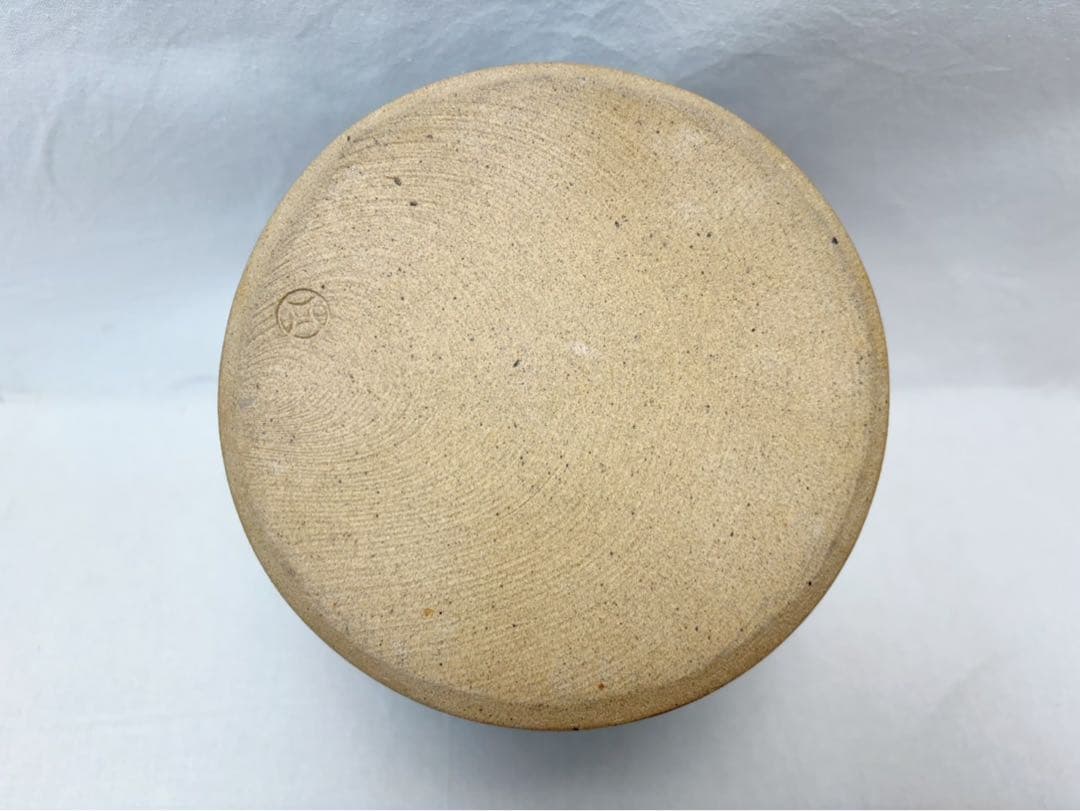 ほぼ未使用 茶道具 鎌倉窯 柿釉 一重口水指 塗蓋 水差し 陶印 共箱