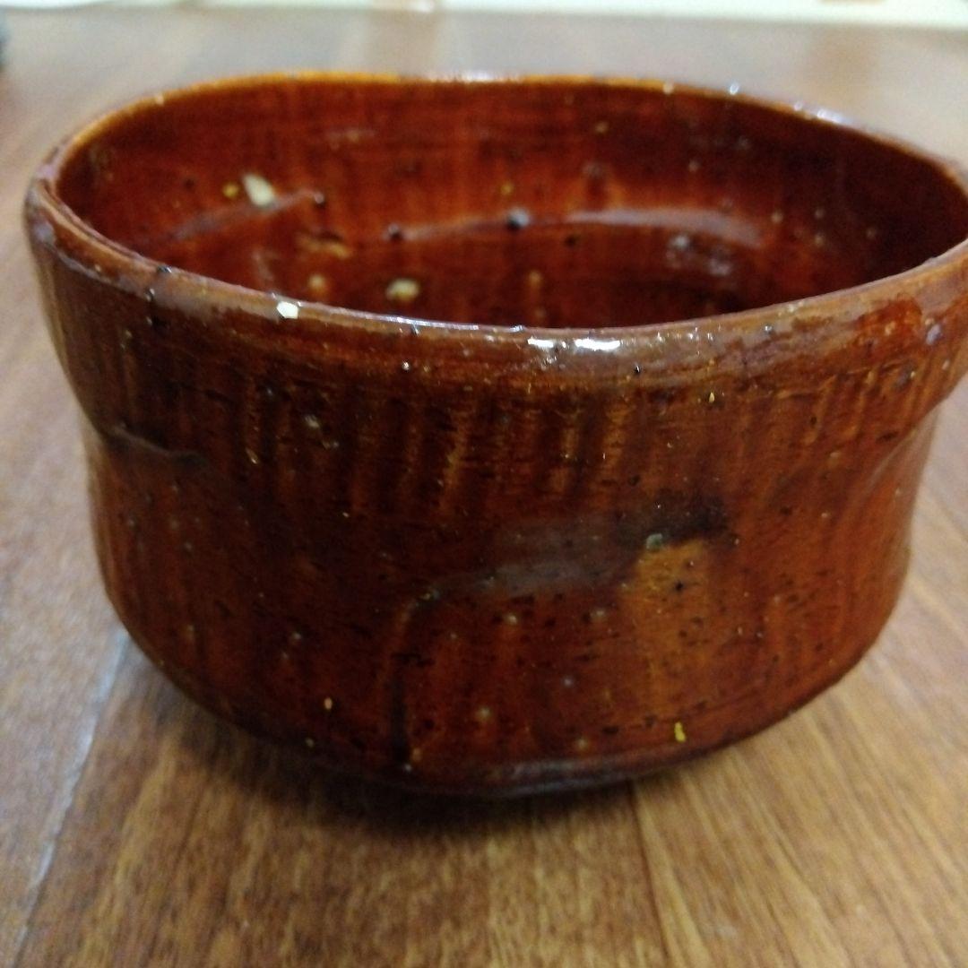 【レア】大樋焼 茶道具 茶碗 飴釉茶碗 茶器 茶道 大樋焼き 茶色 緑色 抹茶色