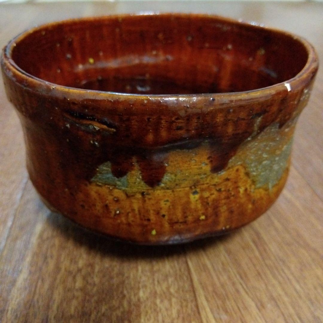 【レア】大樋焼 茶道具 茶碗 飴釉茶碗 茶器 茶道 大樋焼き 茶色 緑色 抹茶色
