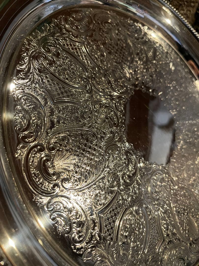 英国製アンティーク/銅&シルバートレイ/Mappin&webb