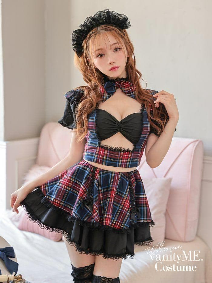 【エロかわ☆】5点セット 　VanityME えろかわチェックメイド Sサイズ