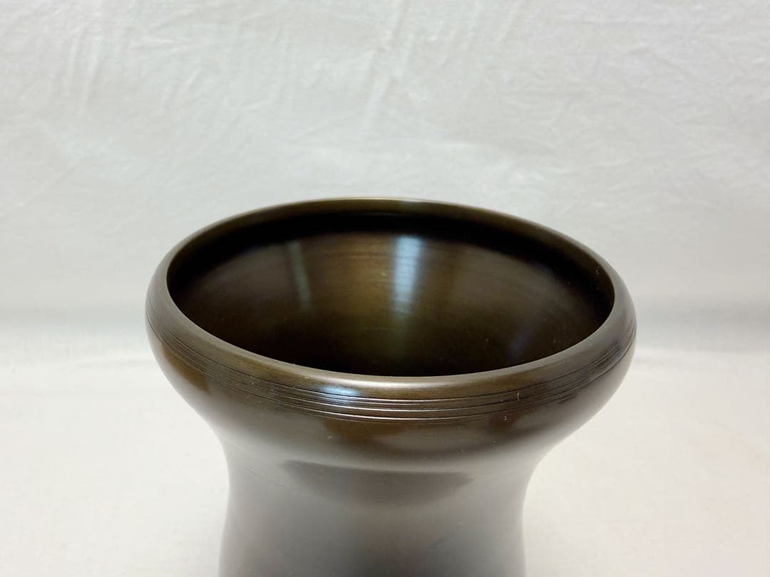 未使用 茶道具 金谷浄雲造 唐銅 槍の鞘 建水 銅印有 重さ約 0.5kg 共箱