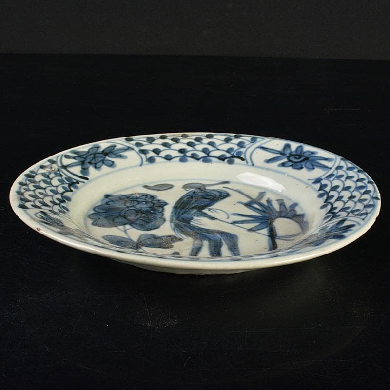 e2ko777 　中国　南京染付　人物花文　小皿　V　R7488