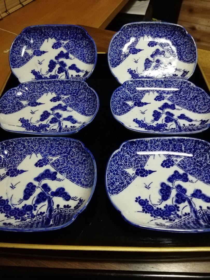 明治の印判6枚人気の富士山(富士に松、菊)草唐草