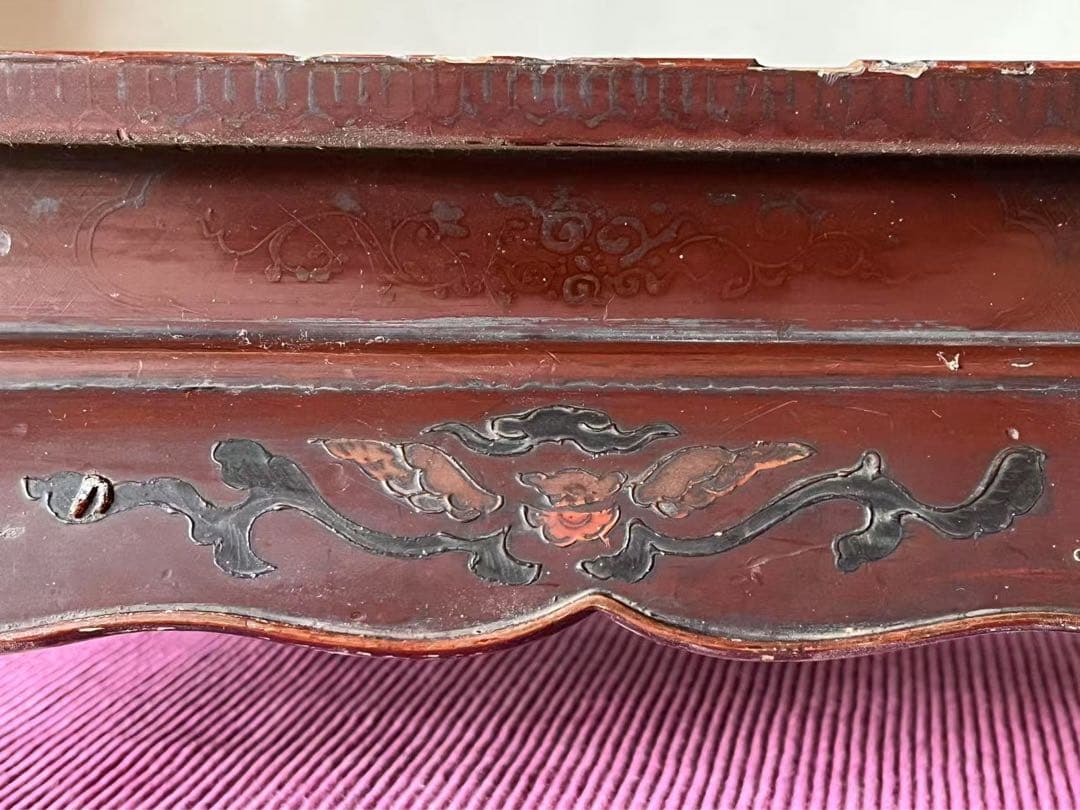 骨董品 18-19世紀の漆器 朱塗 螺鈿 机 中国？韩国？日本？