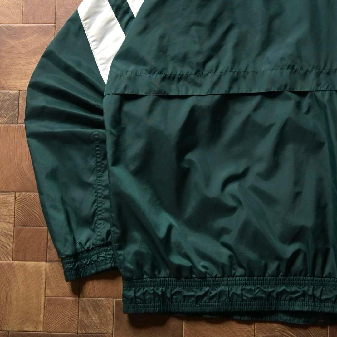 か*ん様 90s 万国旗タグ　アディダス　ナイロンジャケット　グリーン　刺繍ロゴ