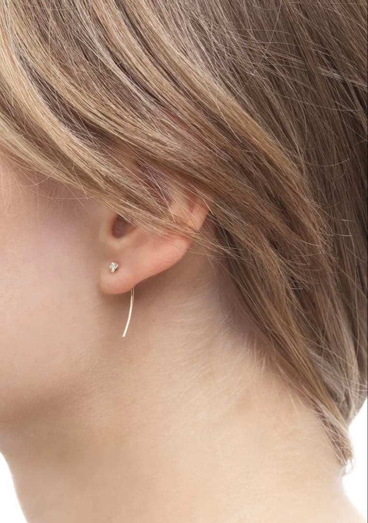 Hirotaka ダイヤモンドアローピアス イエローゴールド（片耳用）ロング