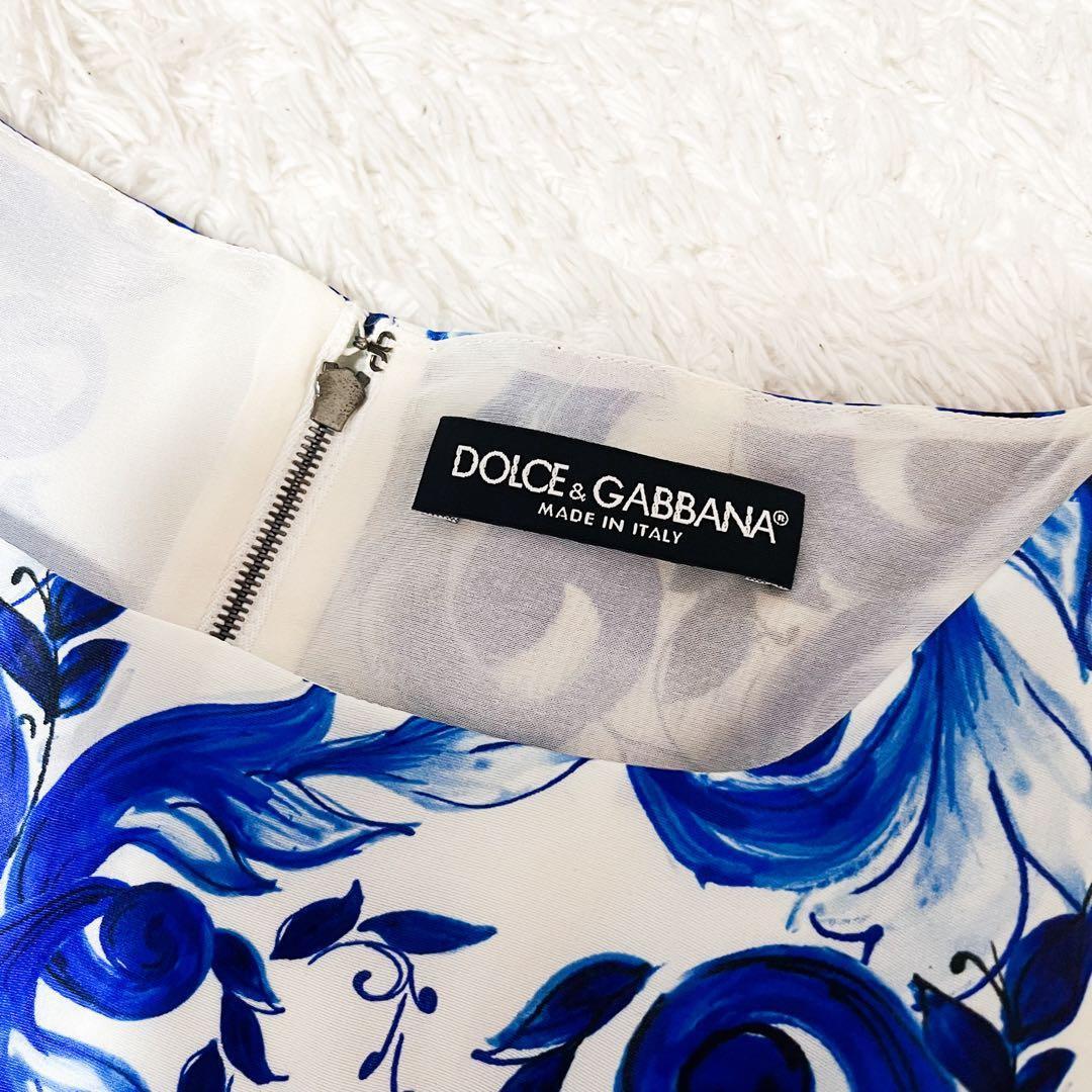 タグ付 近年 ドルチェ&ガッパーナ マジョリカ ワンピース ブルー シルク40