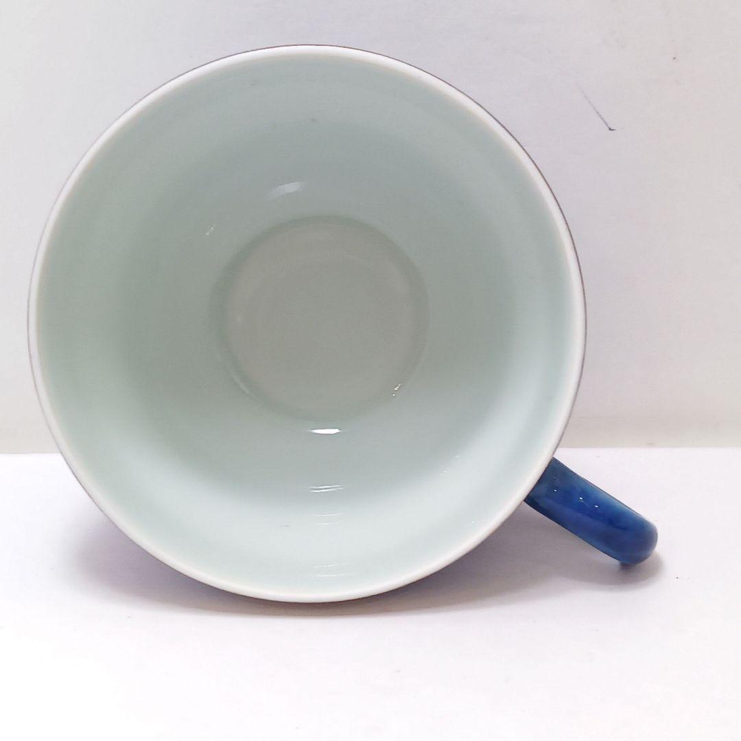 Y2716 十四代 今泉今右衛門造 本人作 色絵吹墨墨はじき 雪文 珈琲碗　#4