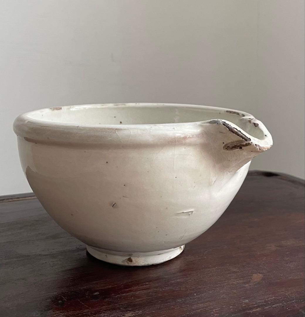 時代　平清水 白釉片口　鉢　陶器　酒器　民藝　骨董　花器　アンティーク