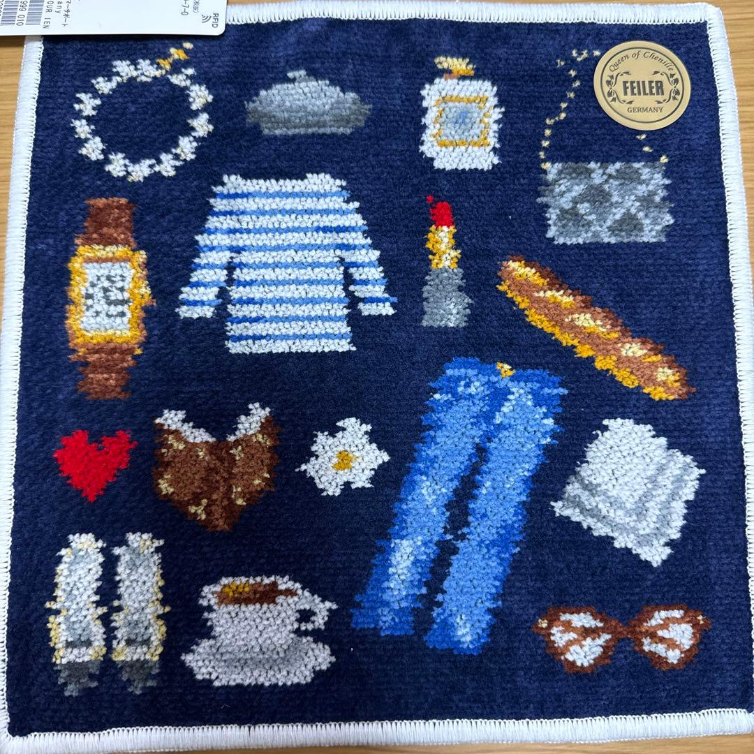 【新品未開封】IENA ×FELLER コラボハンカチ ネイビー×白