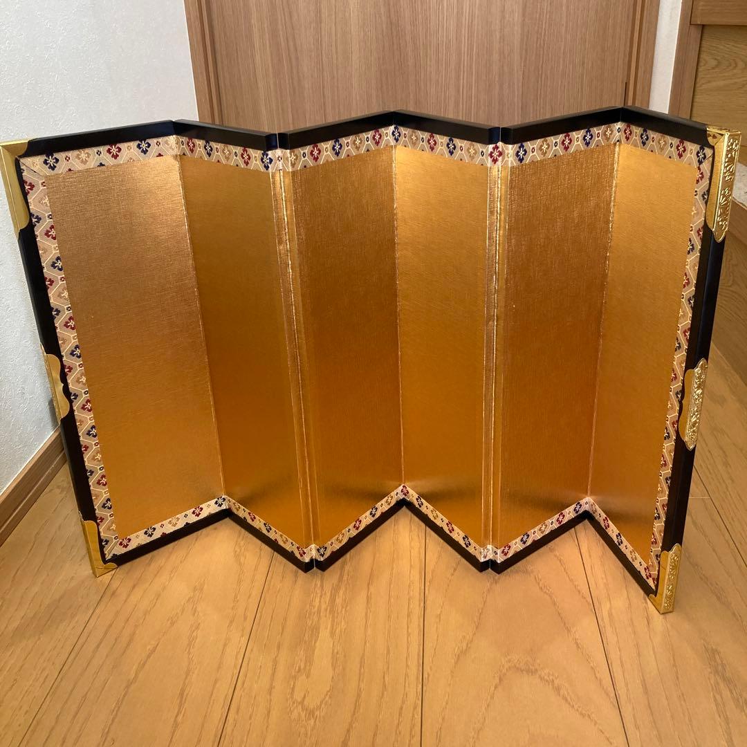 折りたたみ式屏風 金色装飾　2組