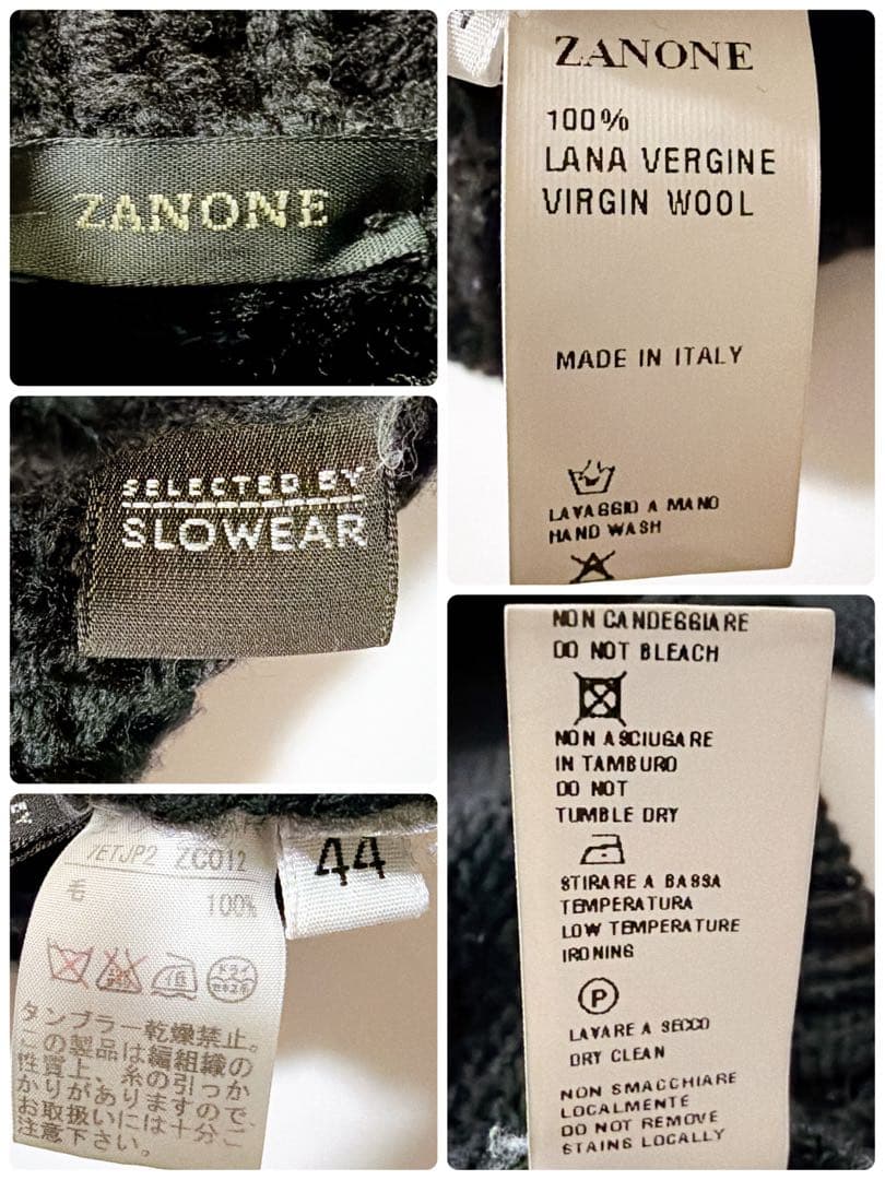 イタリア製✨️ZANONE タートルネックニット ウール 5G ブラック S相当