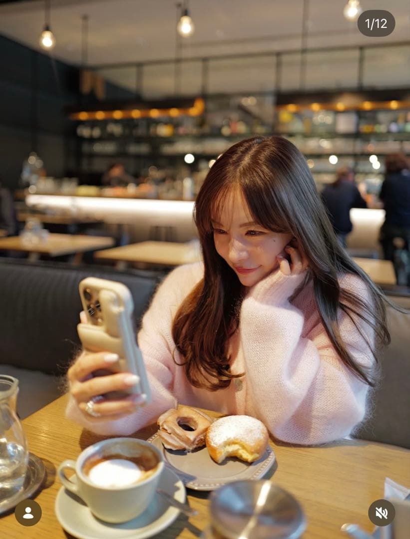 新品・タグ付き＊Aimeine シアーモヘヤロゴ刺繍カーディガン(ピンク)