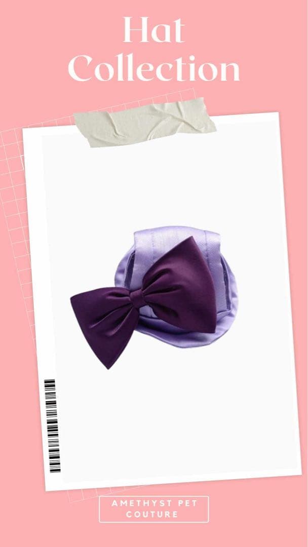 Amethyst Pet Coutureリボン付き帽子（紫）