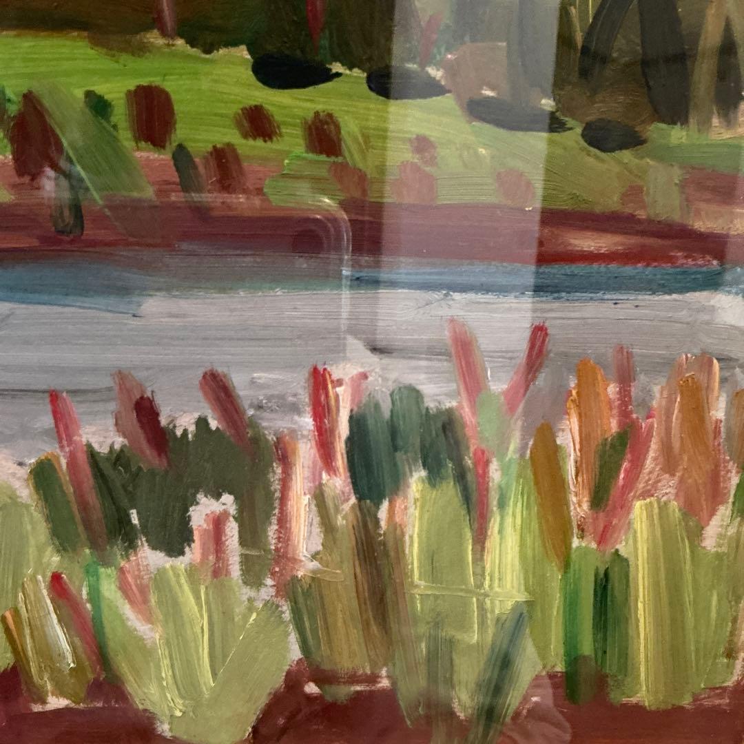 井手宣通　山湖　油彩画　真作