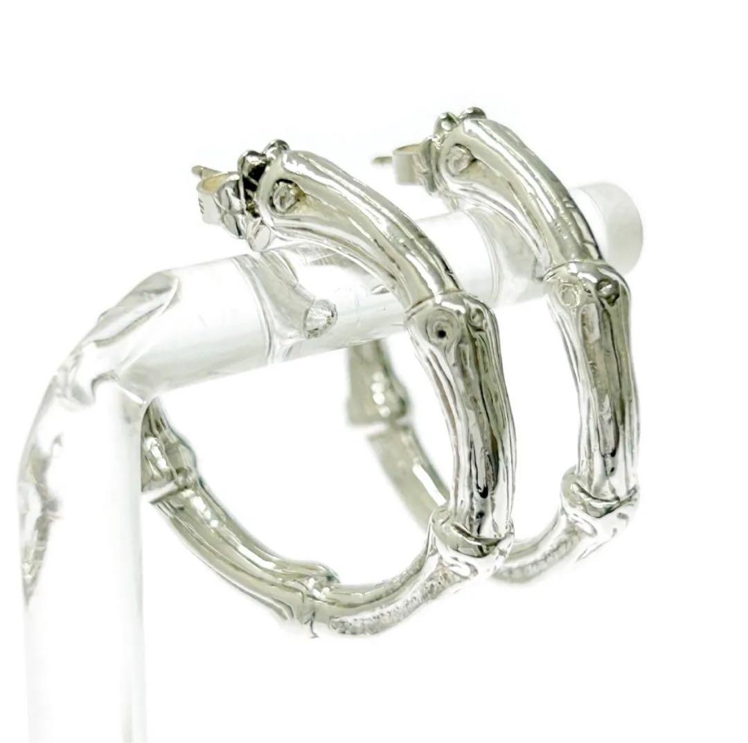 シルバーバンブーフープピアス