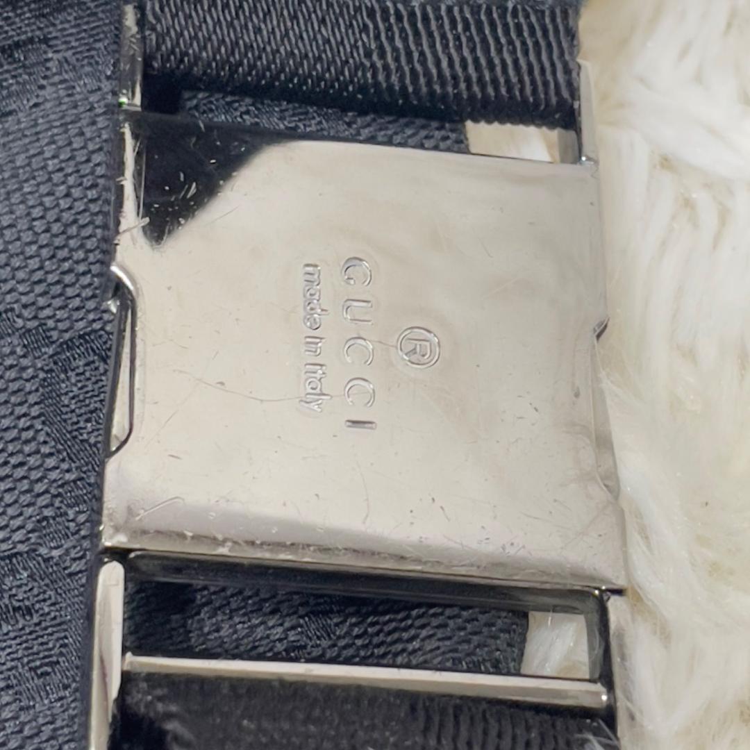 グッチ ボデイバッグ レザー ブラック GGキャンバス ウエストポーチ フラッペ