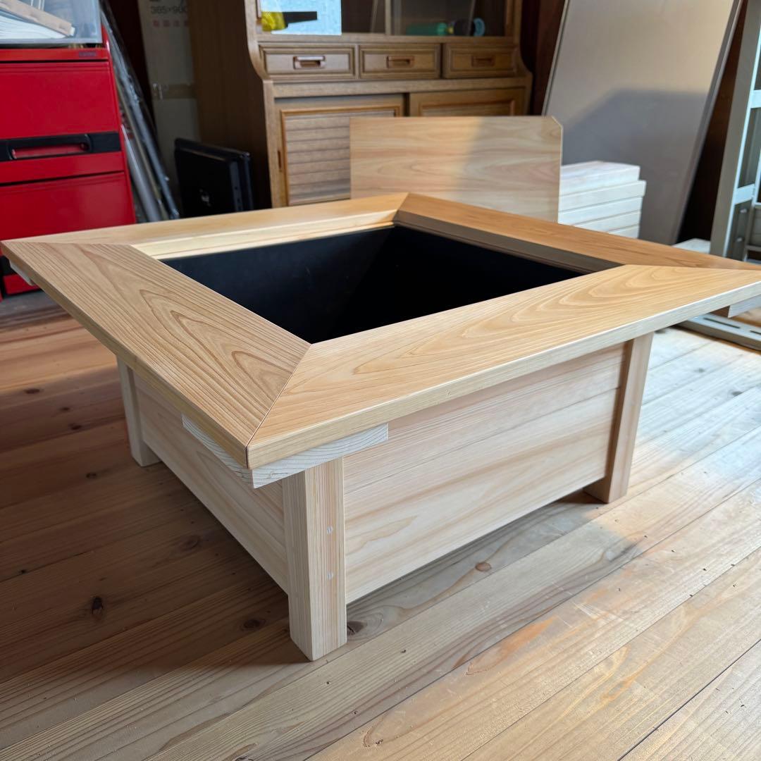 総檜 テーブル火鉢 手作り 蓋付き