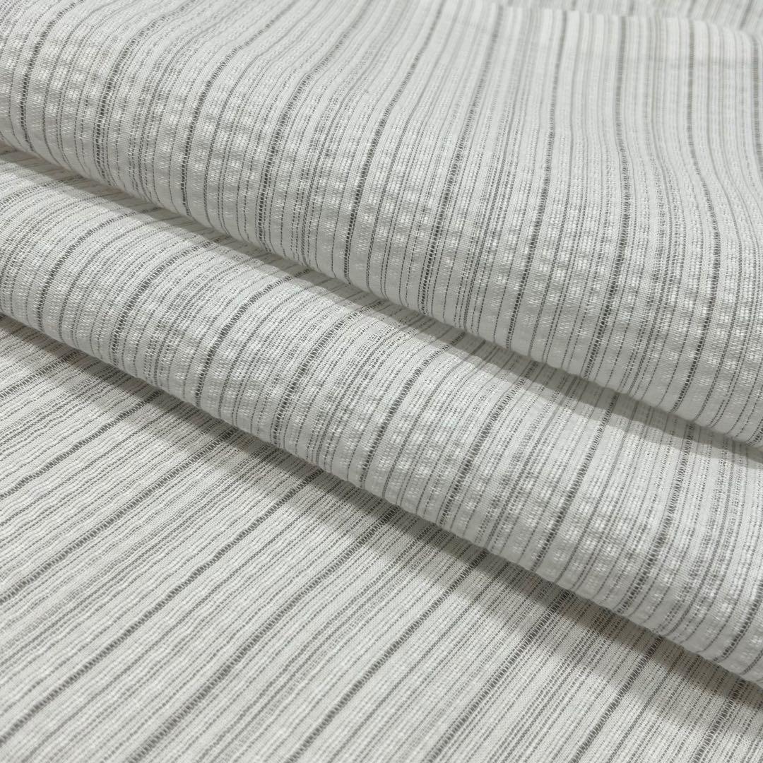 古典しじら織　浴衣　綿　粋な夏着物　縞柄　半幅帯　藍緑　帯締め　3点　0716⑪