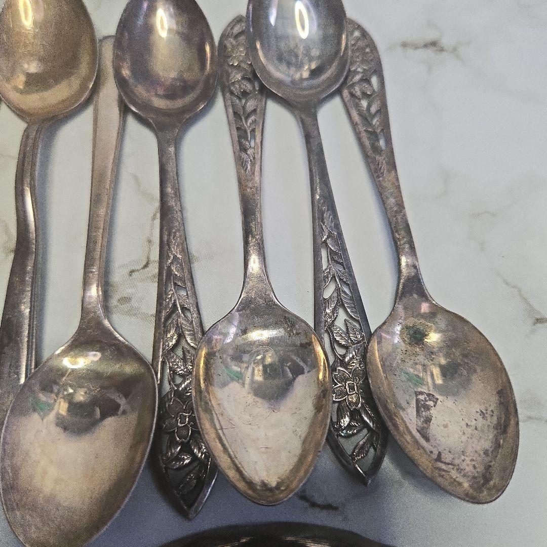 スプーン8本と皿2枚のセット950silver